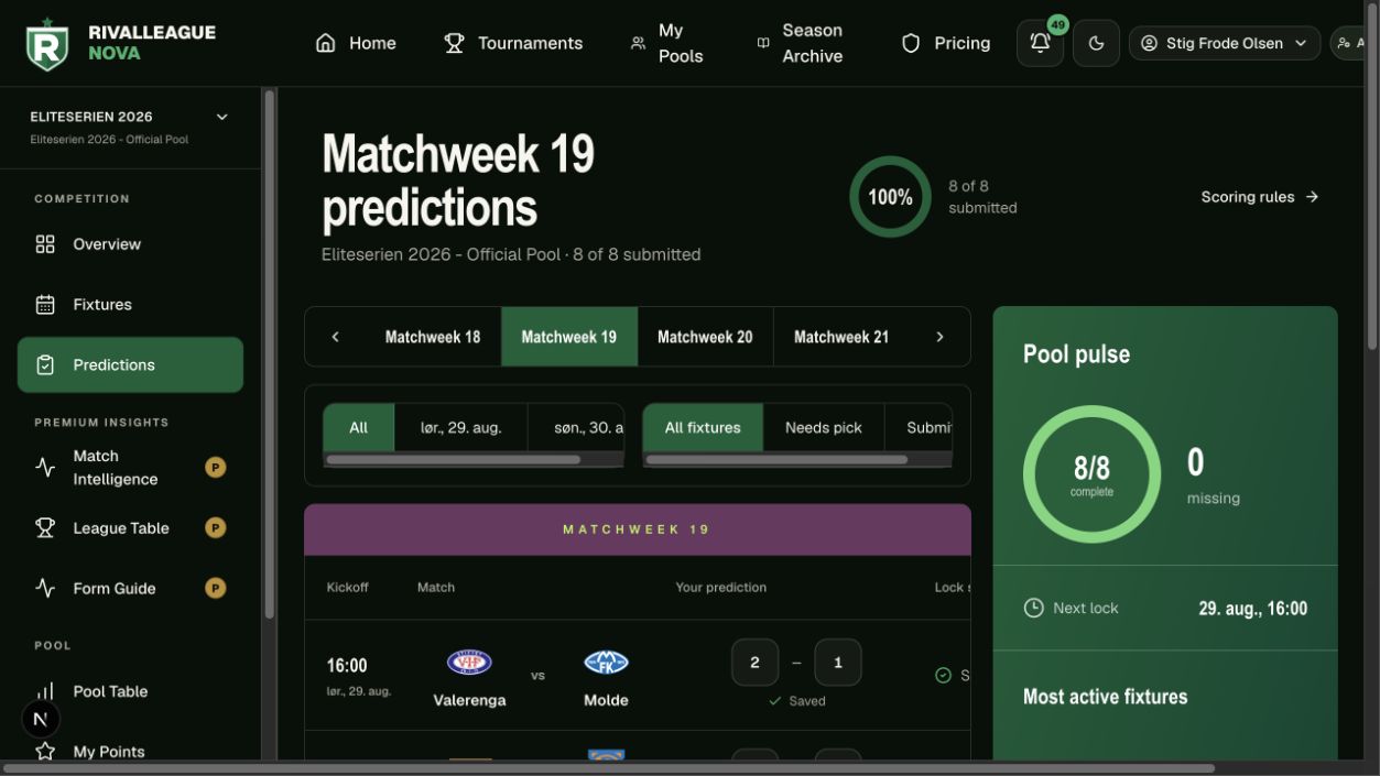 Implemented dark football prediction editor