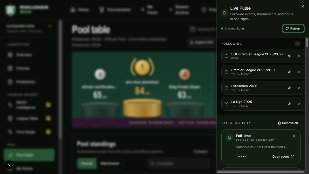 Implemented dark Live Pulse event drawer