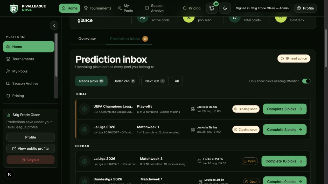Implemented dark Prediction Inbox