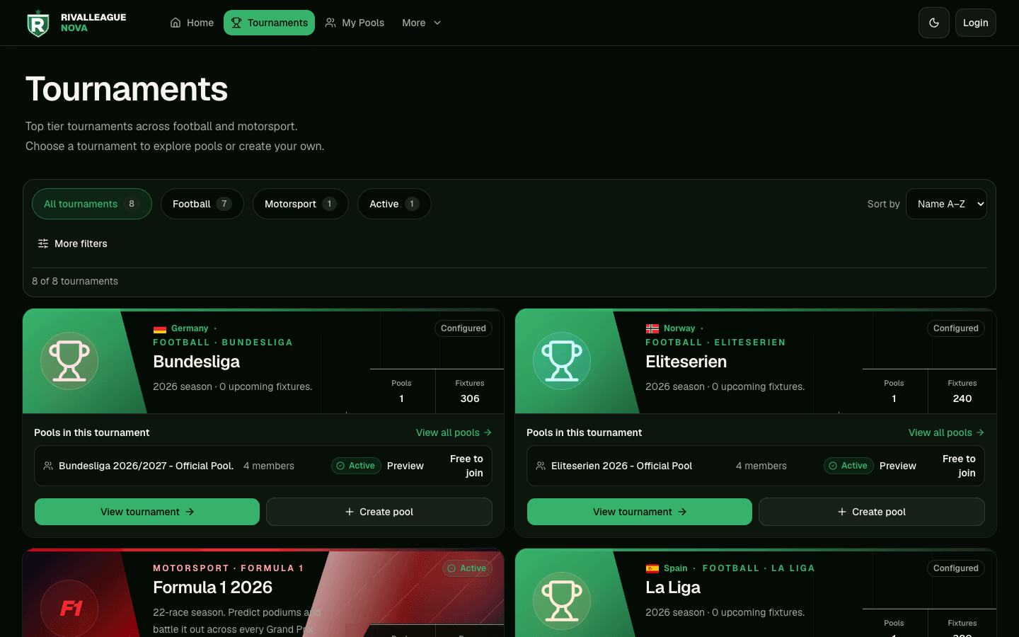 Implemented dark RivalLeagueNova Competition Explorer